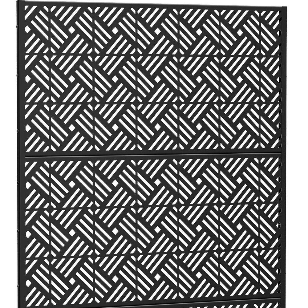 Black Steel Three Panel Screen Room Divider - 72-inch