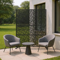 Black Steel Three Panel Screen Room Divider - 72-inch
