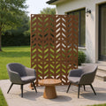 Brown Steel Three Panel Screen Room Divider - 72-inch