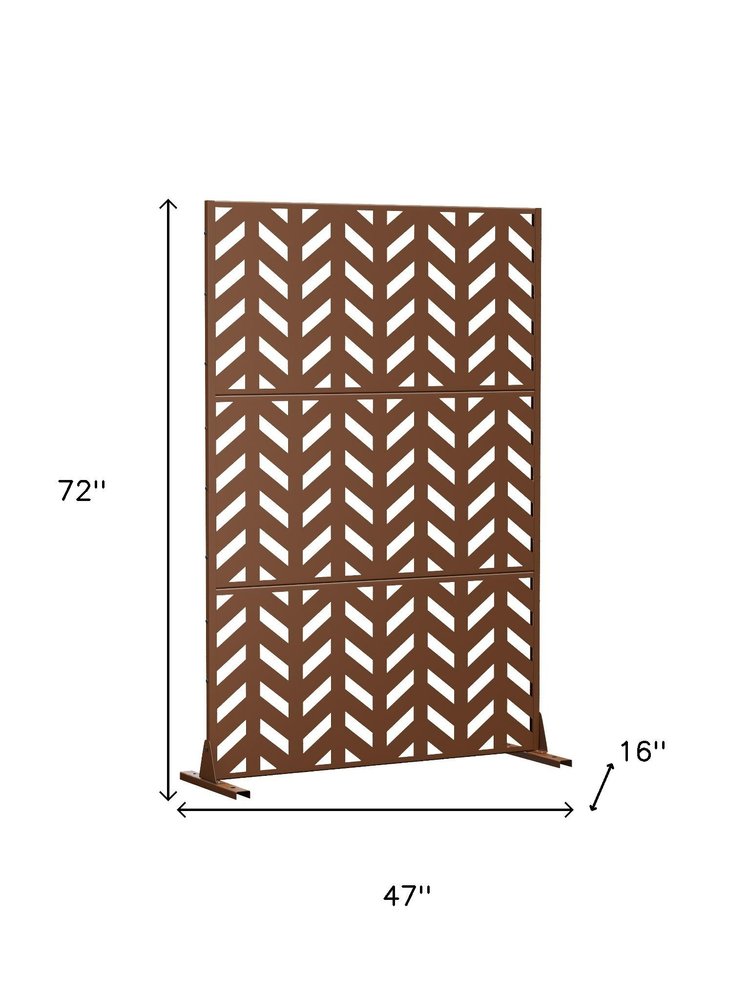 Brown Steel Three Panel Screen Room Divider - 72-inch