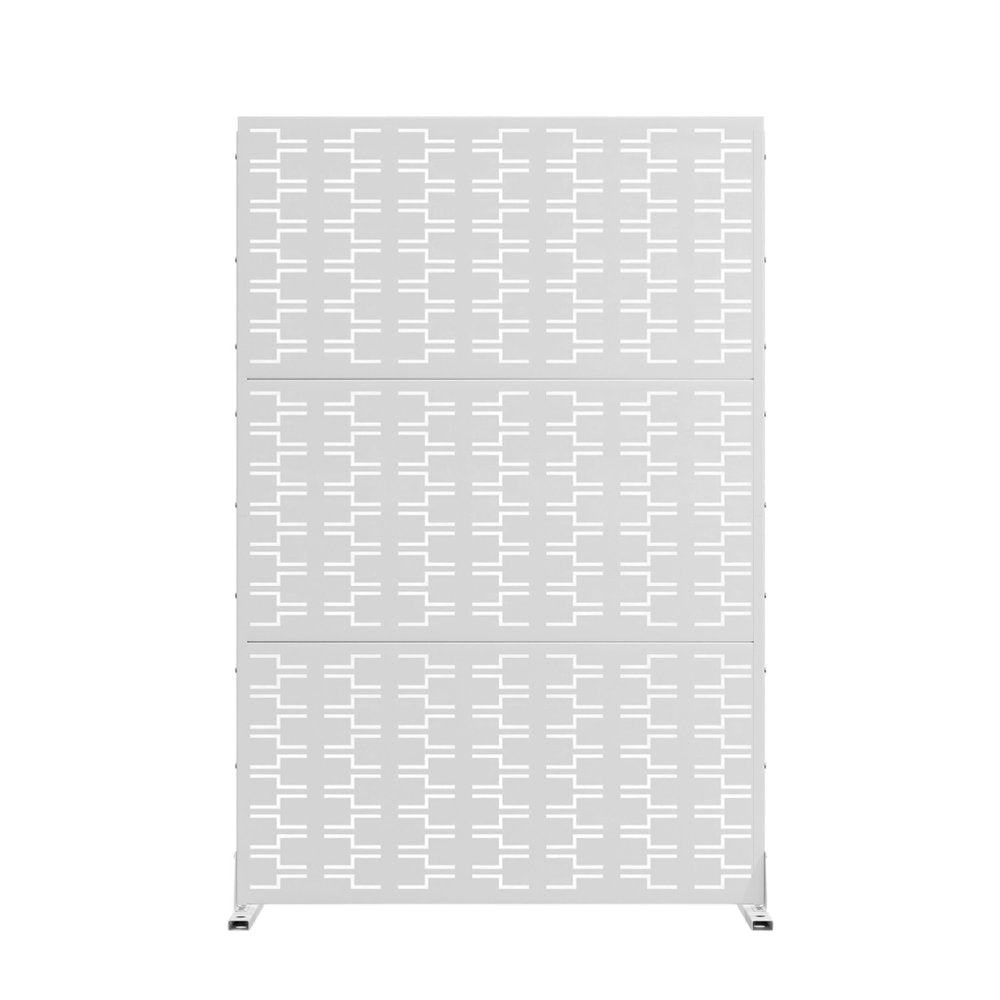 White Steel Three Panel Screen Room Divider - 72-inch