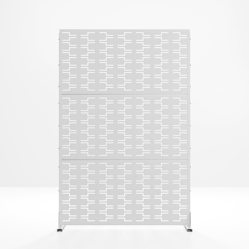 White Steel Three Panel Screen Room Divider - 72-inch