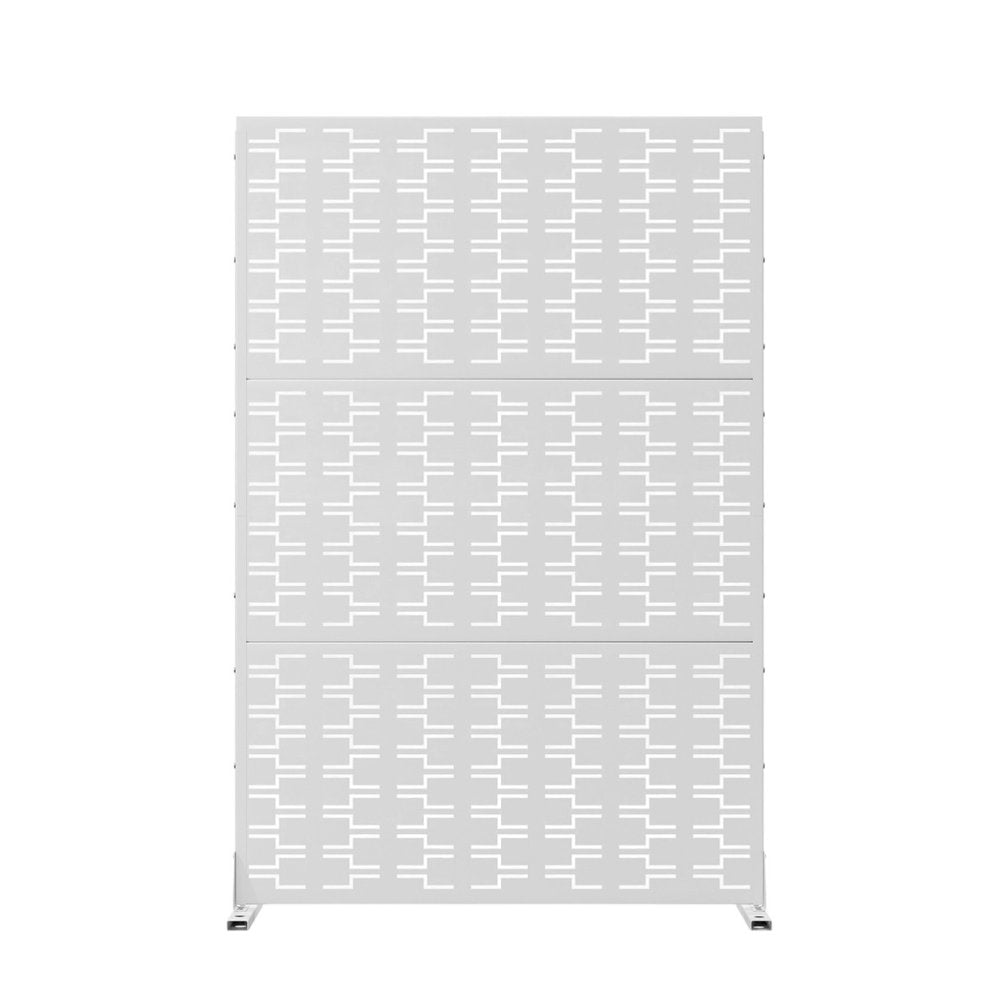 White Steel Three Panel Screen Room Divider - 72-inch