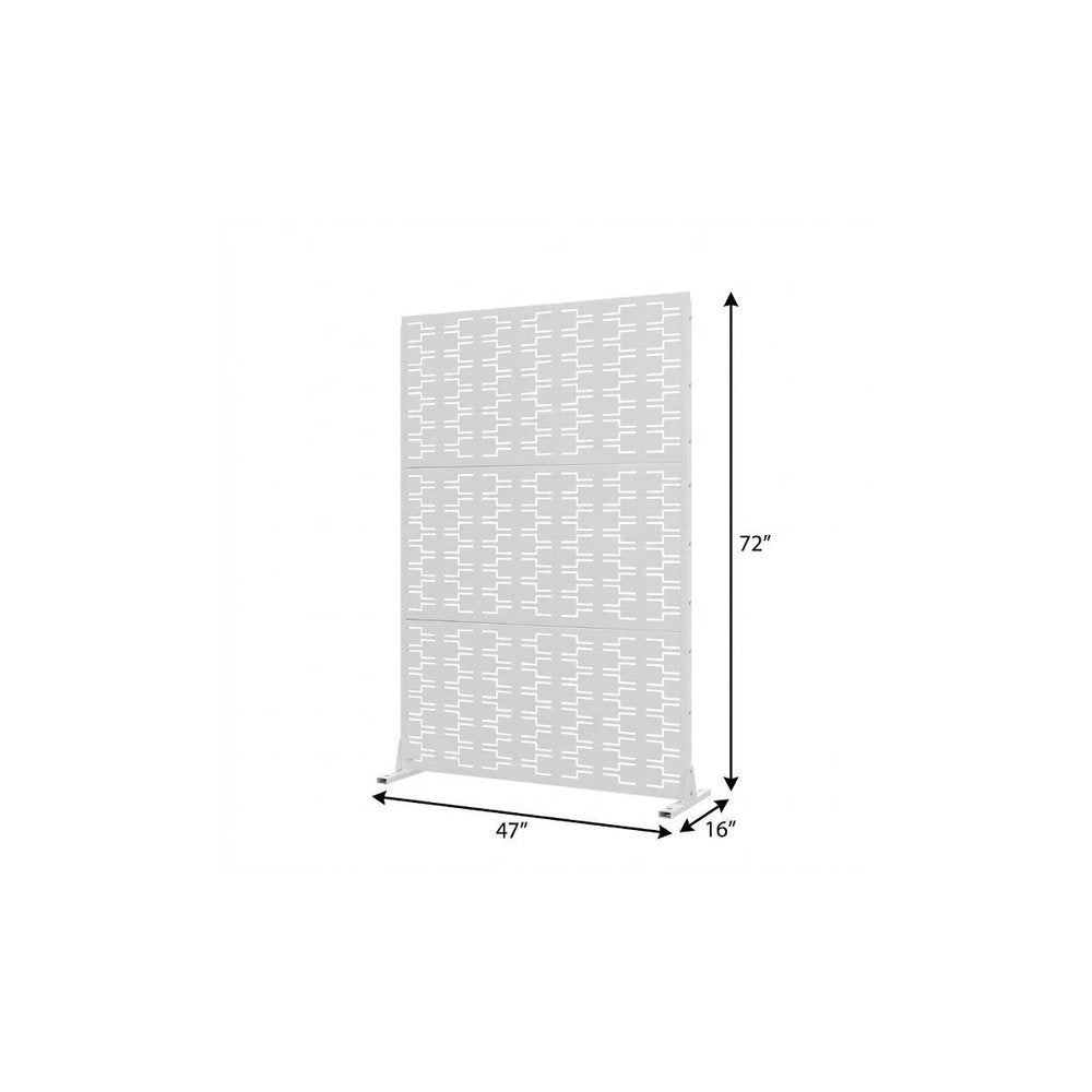 White Steel Three Panel Screen Room Divider - 72-inch