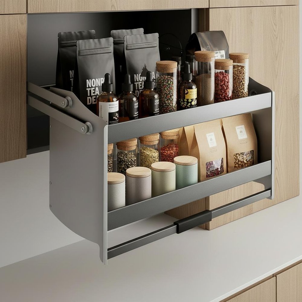 Black Stainless Steel Kitchen Cabinet Insert - 35-inch