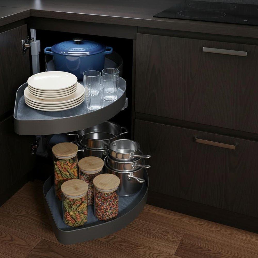 Black Stainless Steel Kitchen Cabinet Insert - 32-inch