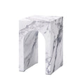 White Faux Marble Square Frame End Table - 18-inch