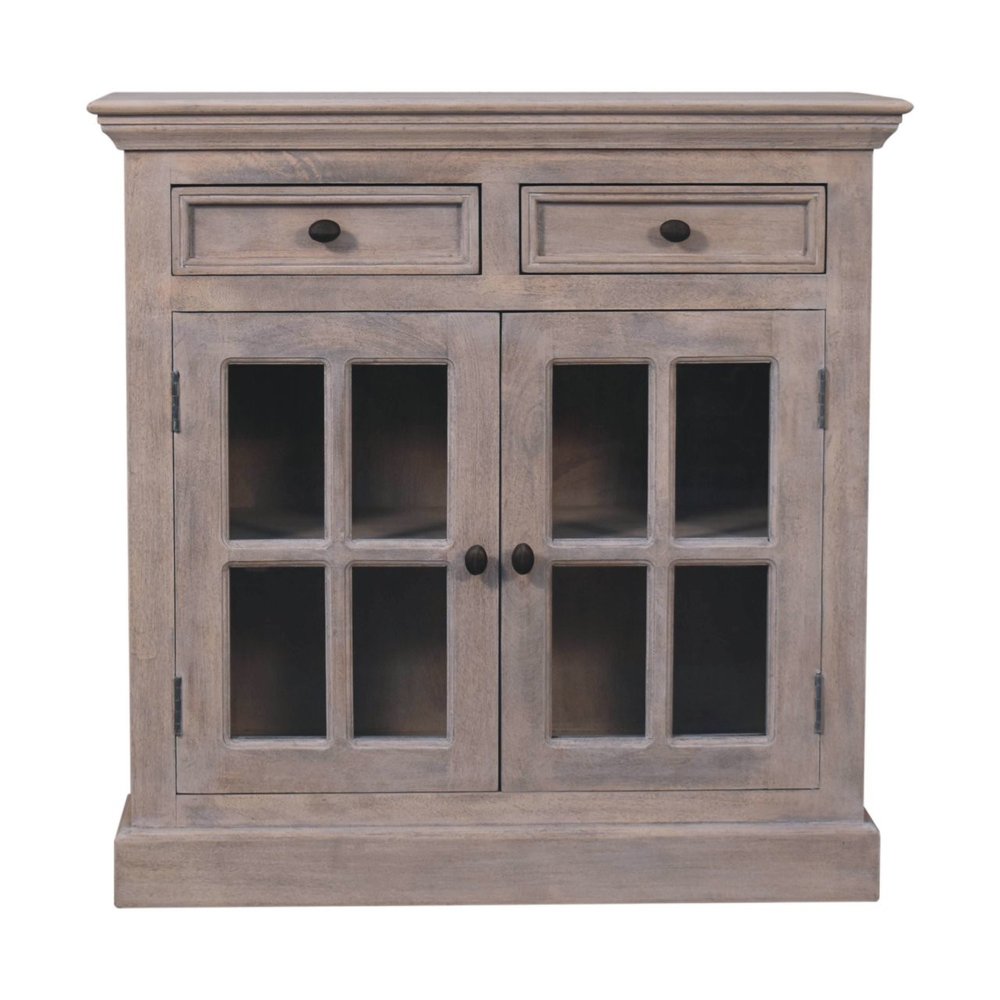 Brown Solid Wood Accent Cabinet with Two Doors and Two Drawers - 35-inch