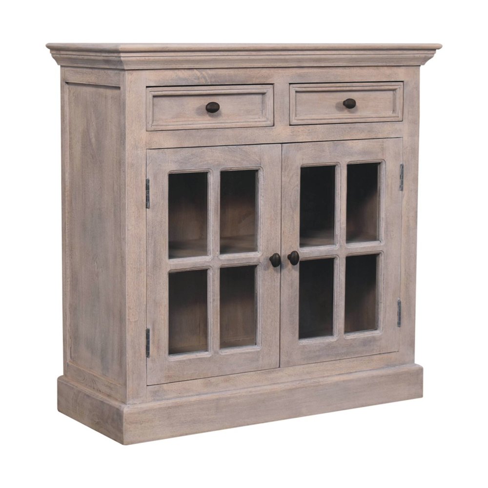 Brown Solid Wood Accent Cabinet with Two Doors and Two Drawers - 35-inch