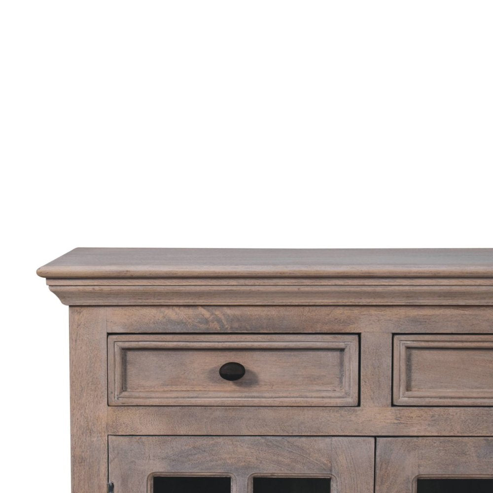 Brown Solid Wood Accent Cabinet with Two Doors and Two Drawers - 35-inch