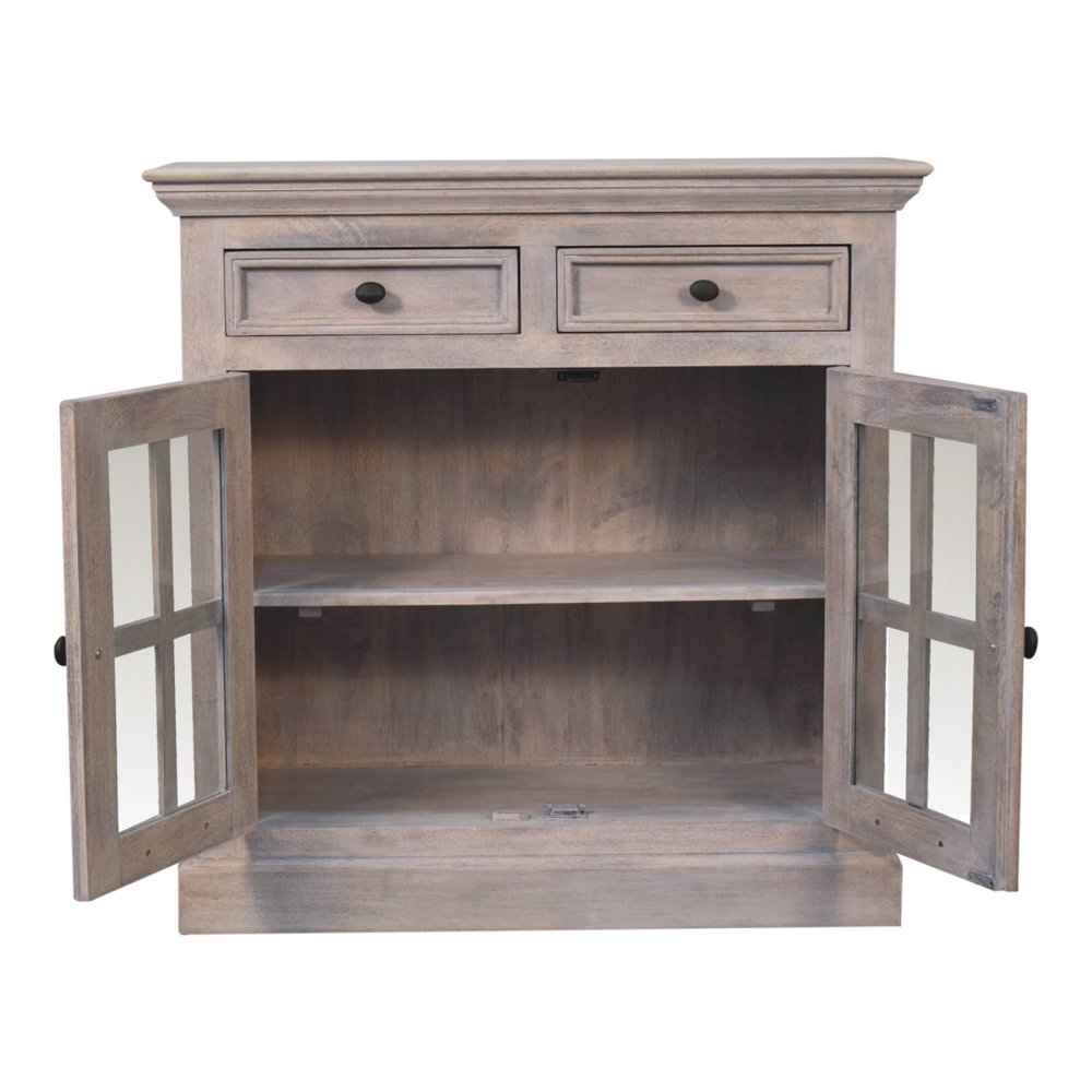 Brown Solid Wood Accent Cabinet with Two Doors and Two Drawers - 35-inch