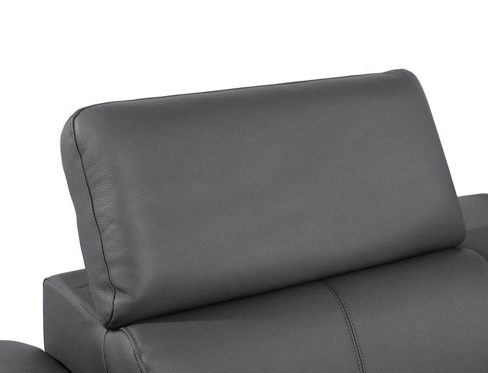 Dark Gray Top Grain Leather Reclining Metal USB Sofa - 103-inch