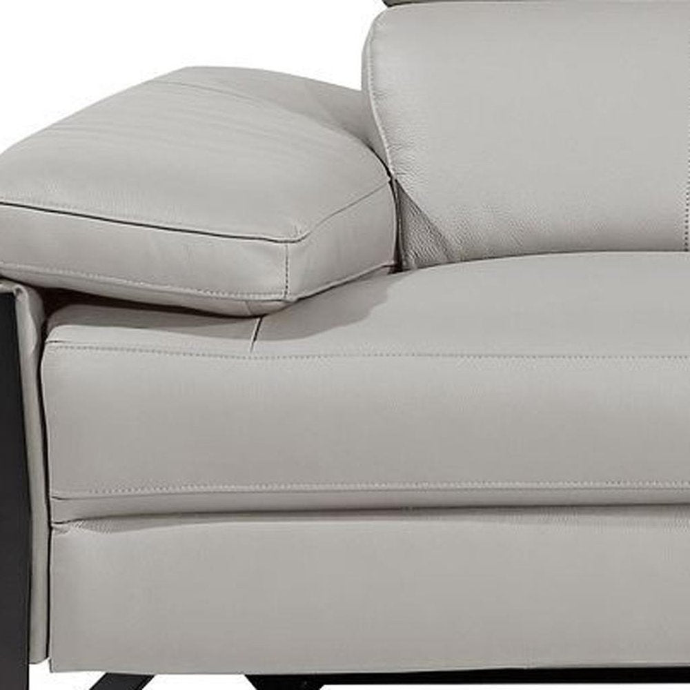 Dark Gray Top Grain Leather Reclining Metal USB Sofa - 103-inch