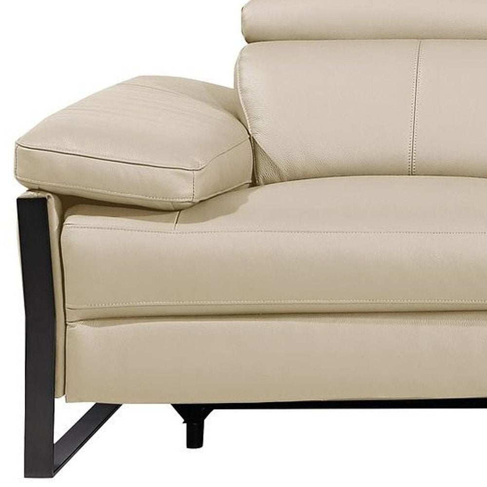 Dark Gray Top Grain Leather Reclining Metal USB Sofa - 103-inch