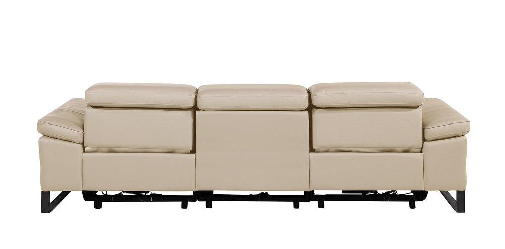 Dark Gray Top Grain Leather Reclining Metal USB Sofa - 103-inch