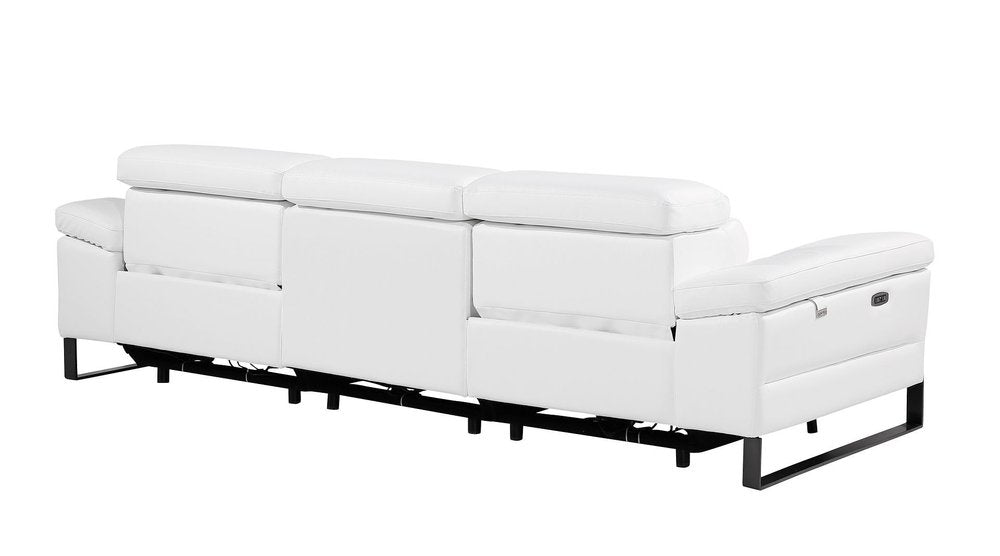 Dark Gray Top Grain Leather Reclining Metal USB Sofa - 103-inch
