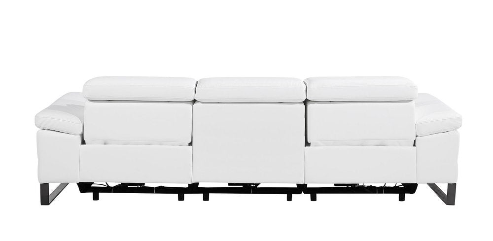 Dark Gray Top Grain Leather Reclining Metal USB Sofa - 103-inch