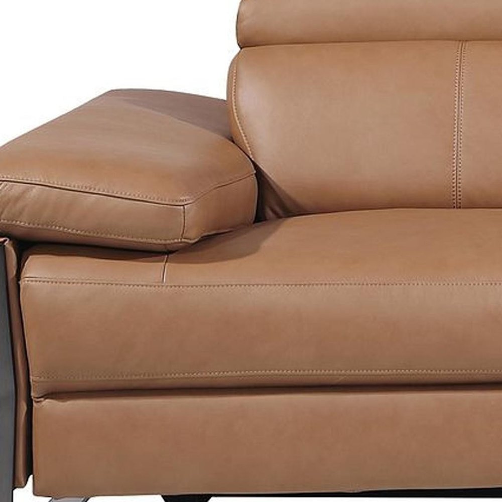 Dark Gray Top Grain Leather Reclining Metal USB Sofa - 103-inch