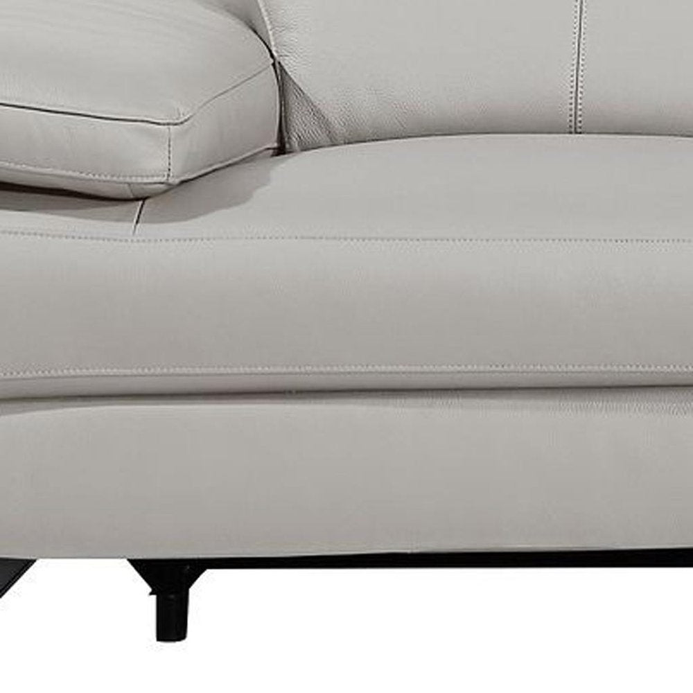 Dark Gray Top Grain Leather Reclining Metal USB Sofa - 103-inch