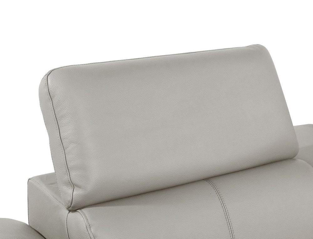 Dark Gray Top Grain Leather Reclining Metal USB Sofa - 103-inch