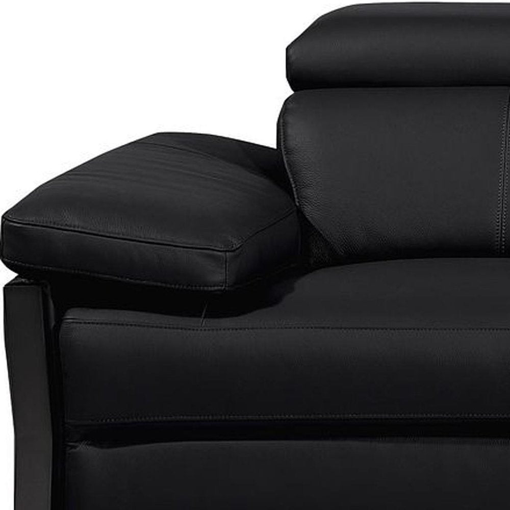 Dark Gray Top Grain Leather Reclining Metal USB Sofa - 103-inch