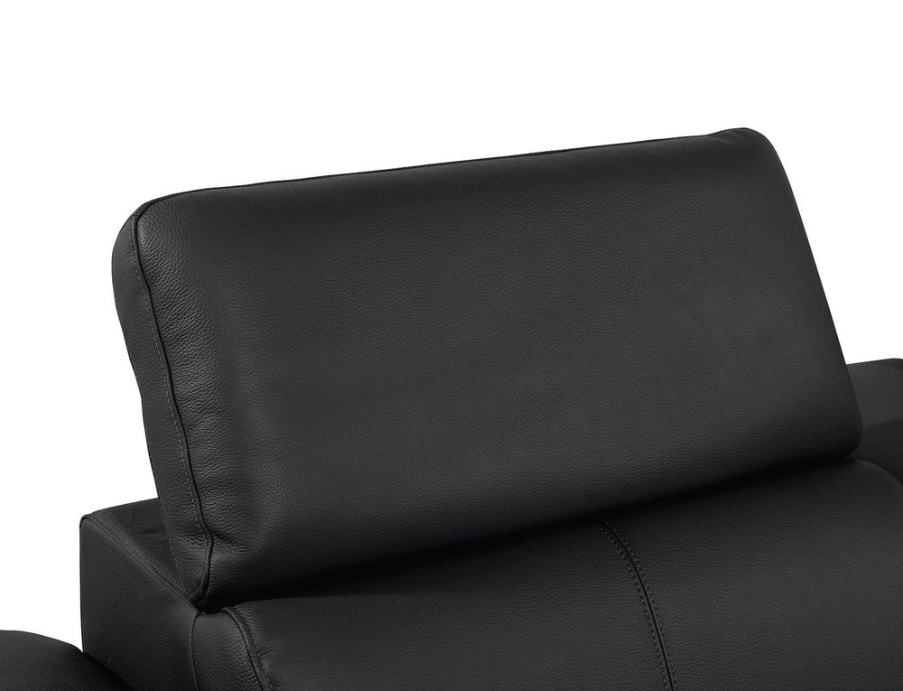 Dark Gray Top Grain Leather Reclining Metal USB Sofa - 103-inch