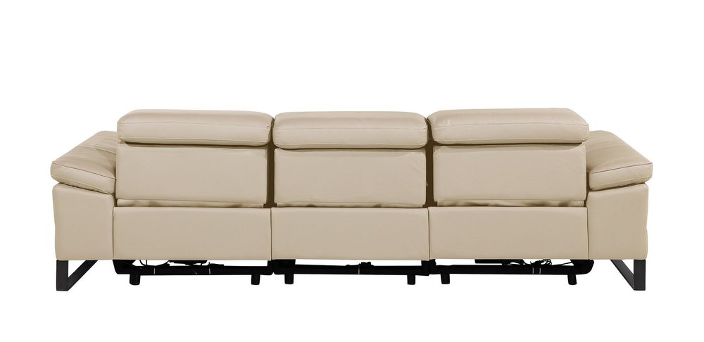 Dark Gray Top Grain Leather Reclining Metal USB Sofa - 103-inch