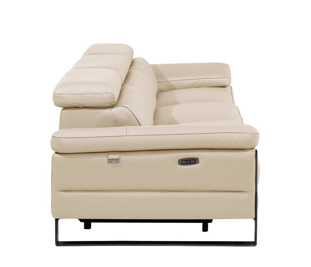 Dark Gray Top Grain Leather Reclining Metal USB Sofa - 103-inch