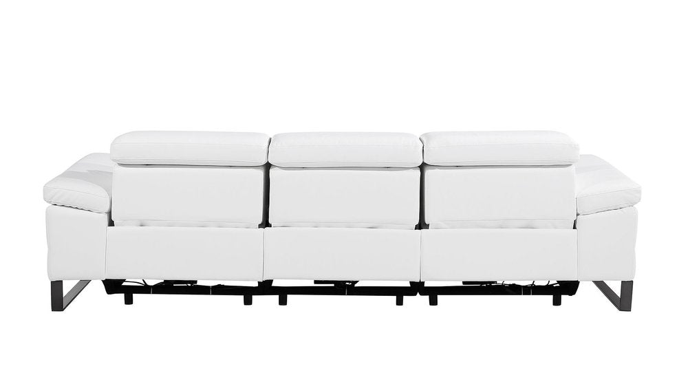 Dark Gray Top Grain Leather Reclining Metal USB Sofa - 103-inch
