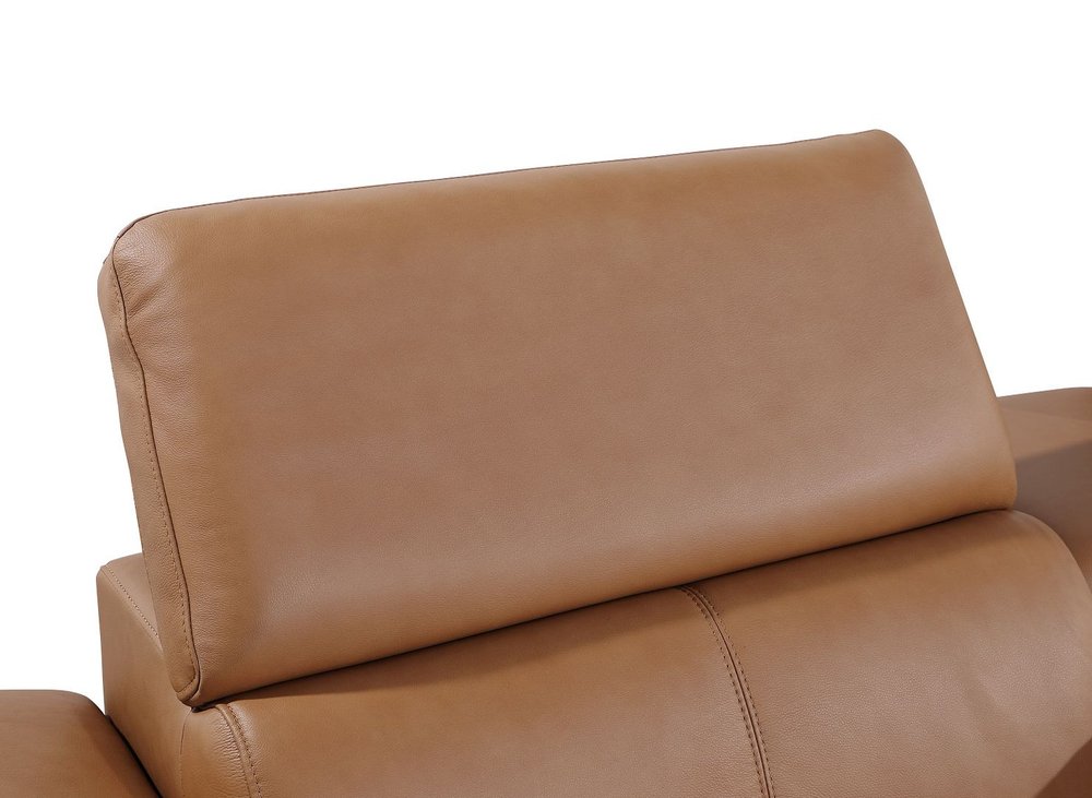 Dark Gray Top Grain Leather Reclining Metal USB Sofa - 103-inch