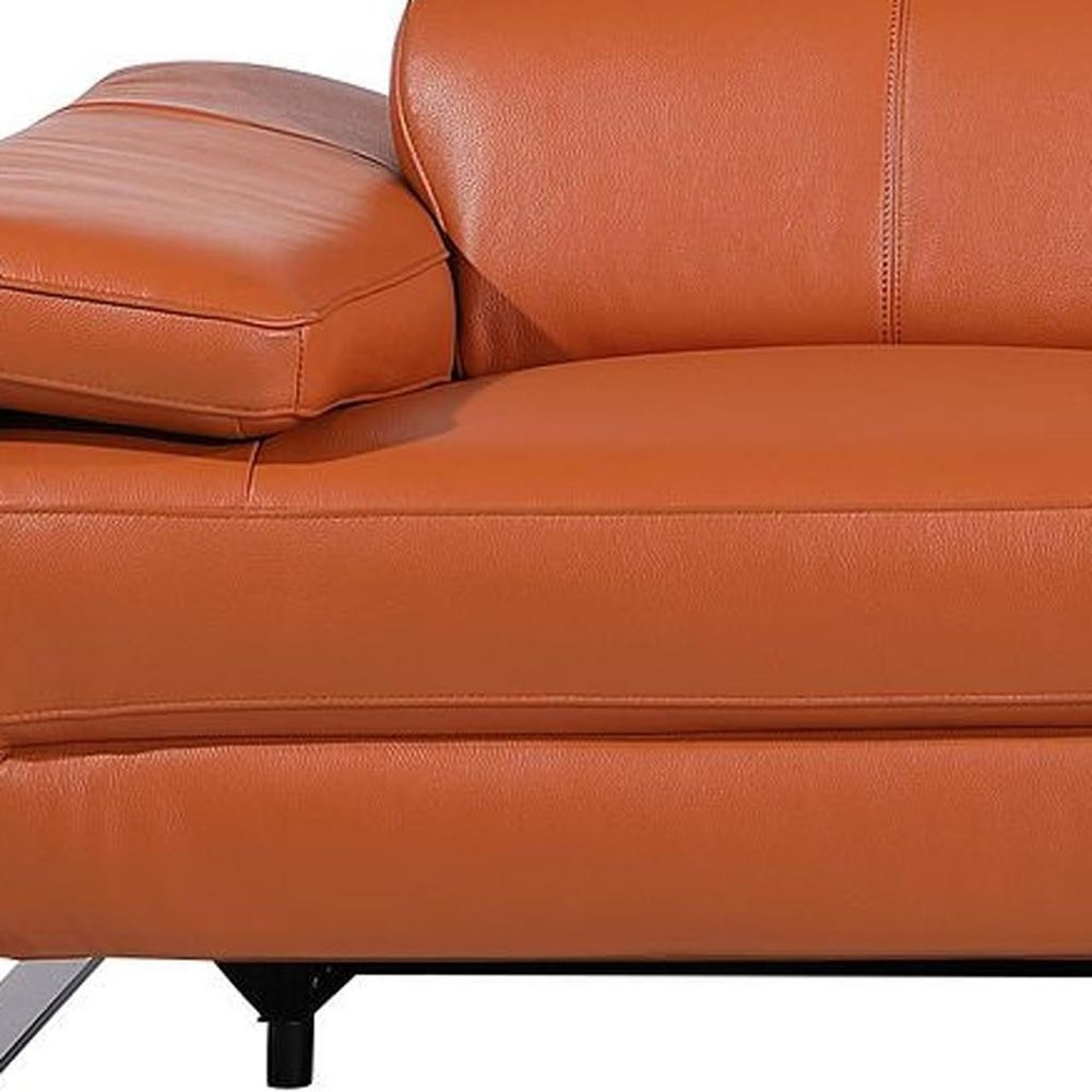 Dark Gray Top Grain Leather Reclining Metal USB Sofa - 103-inch