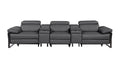 Dark Gray Top Grain Leather Reclining Metal USB Sofa - 129-inch