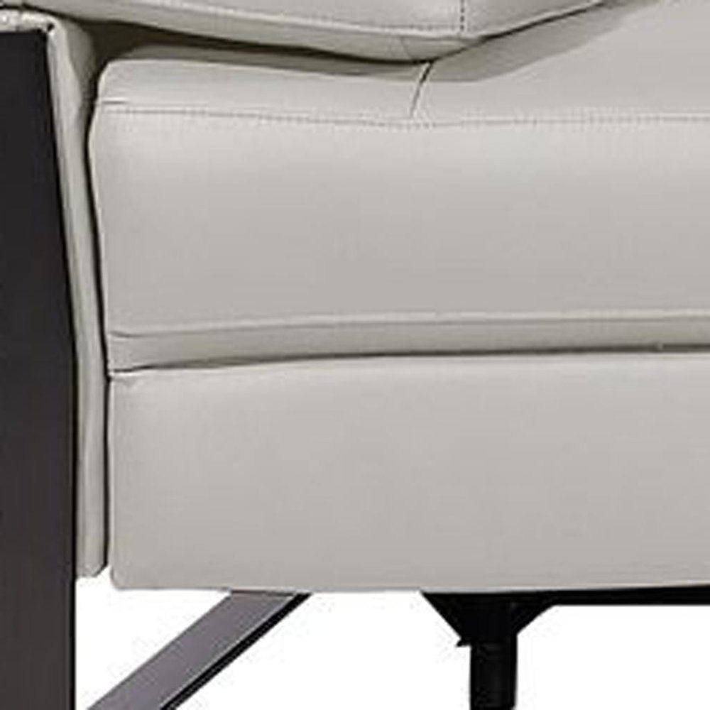 Dark Gray Top Grain Leather Reclining Metal USB Sofa - 129-inch