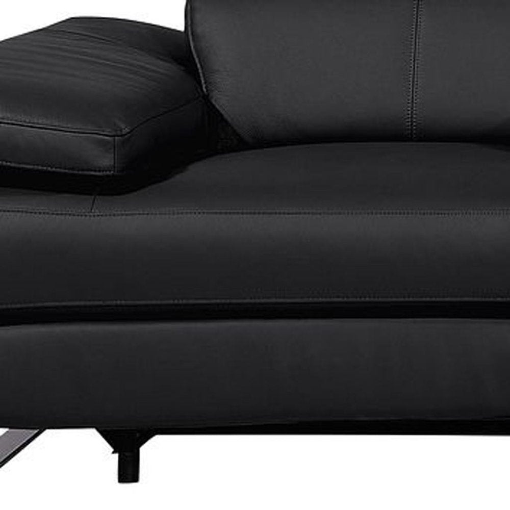 Dark Gray Top Grain Leather Reclining Metal USB Sofa - 129-inch