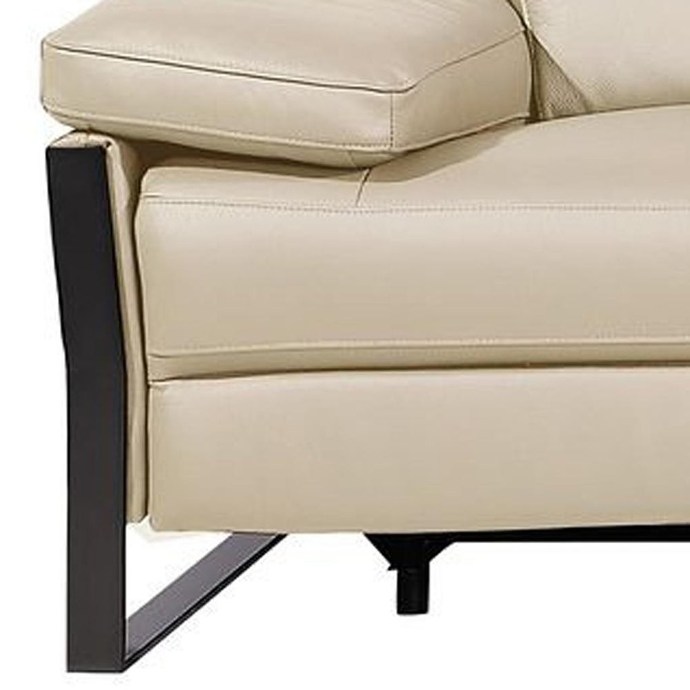 Dark Gray Top Grain Leather Reclining Metal USB Sofa - 129-inch