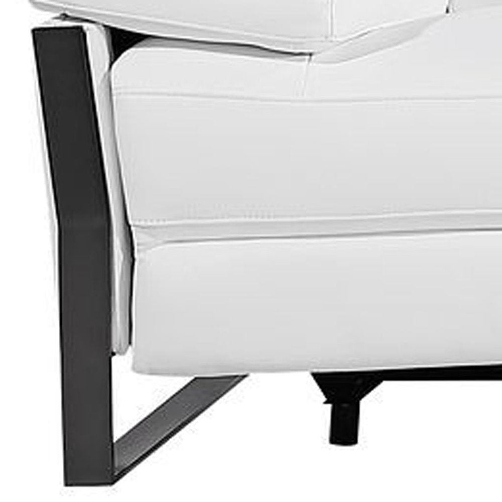 Dark Gray Top Grain Leather Reclining Metal USB Sofa - 129-inch