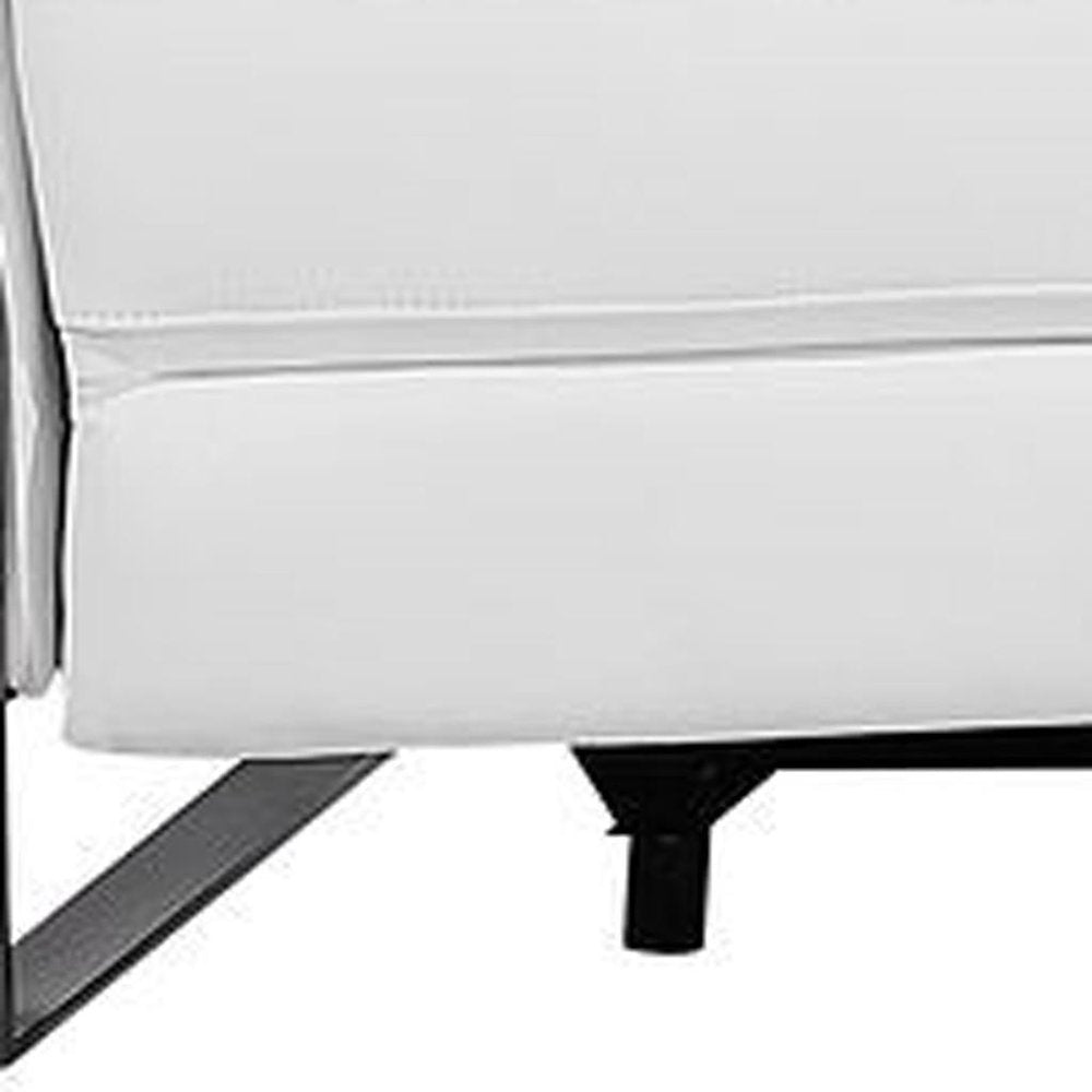 Dark Gray Top Grain Leather Reclining Metal USB Sofa - 129-inch