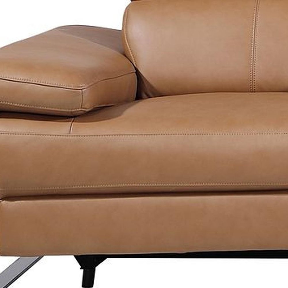 Dark Gray Top Grain Leather Reclining Metal USB Sofa - 129-inch