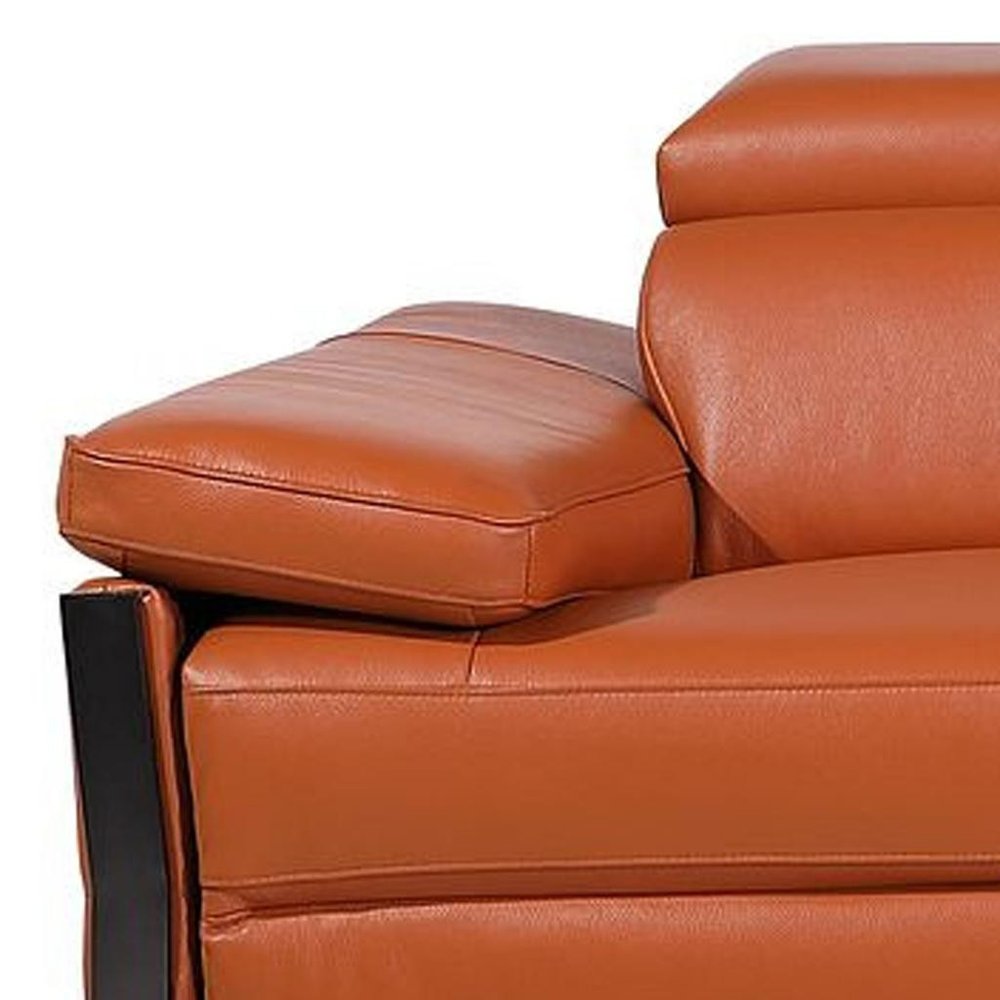 Dark Gray Top Grain Leather Reclining Metal USB Sofa - 129-inch