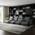Dark Gray Top Grain Leather Reclining Metal USB Sofa - 169-inch