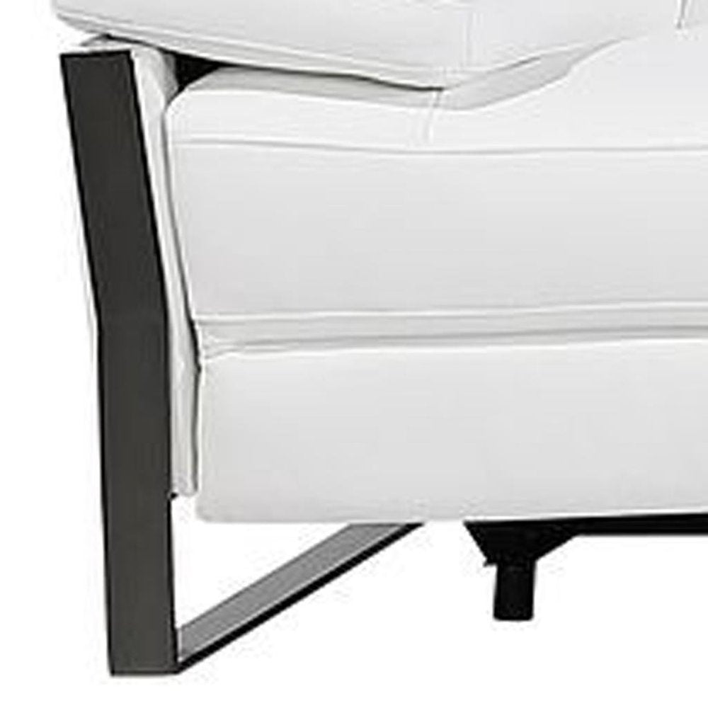 Dark Gray Top Grain Leather Reclining Metal USB Sofa - 169-inch