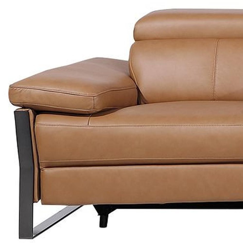 Dark Gray Top Grain Leather Reclining Metal USB Sofa - 169-inch