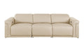 Beige Top Grain Leather Reclining Metal USB Sofa - 100-inch