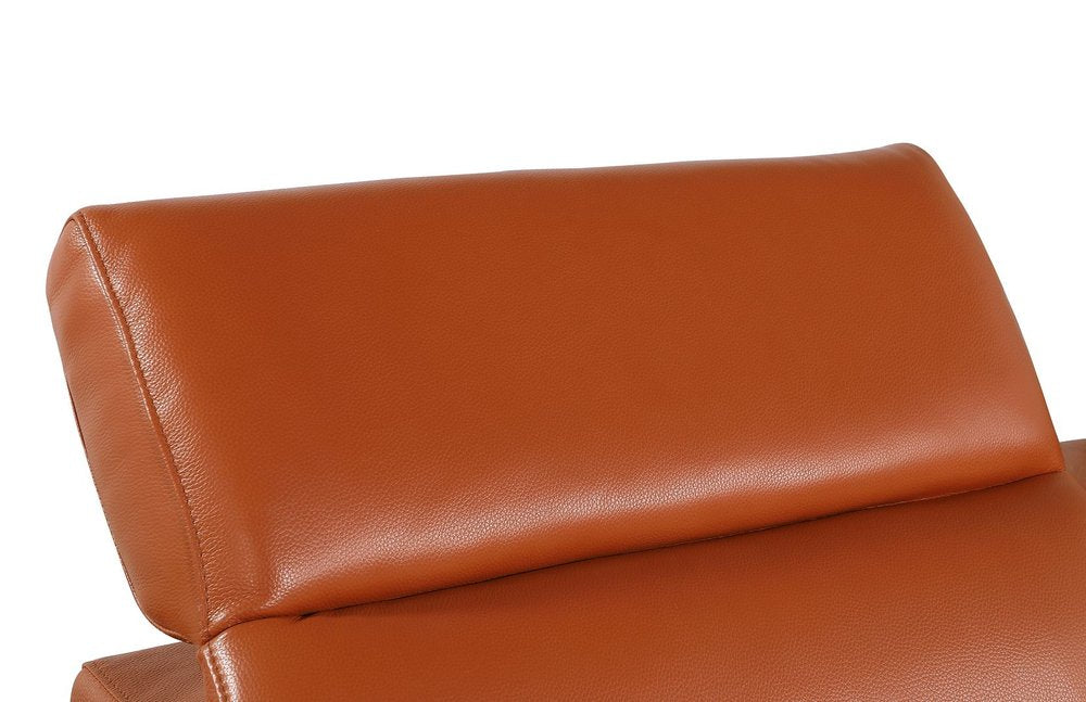 Beige Top Grain Leather Reclining Metal USB Sofa - 100-inch