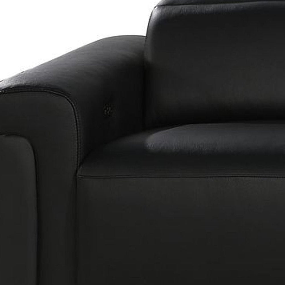 Beige Top Grain Leather Reclining Metal USB Sofa - 126-inch