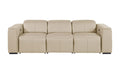 Beige Top Grain Leather Reclining Metal USB Sofa - 104-inch