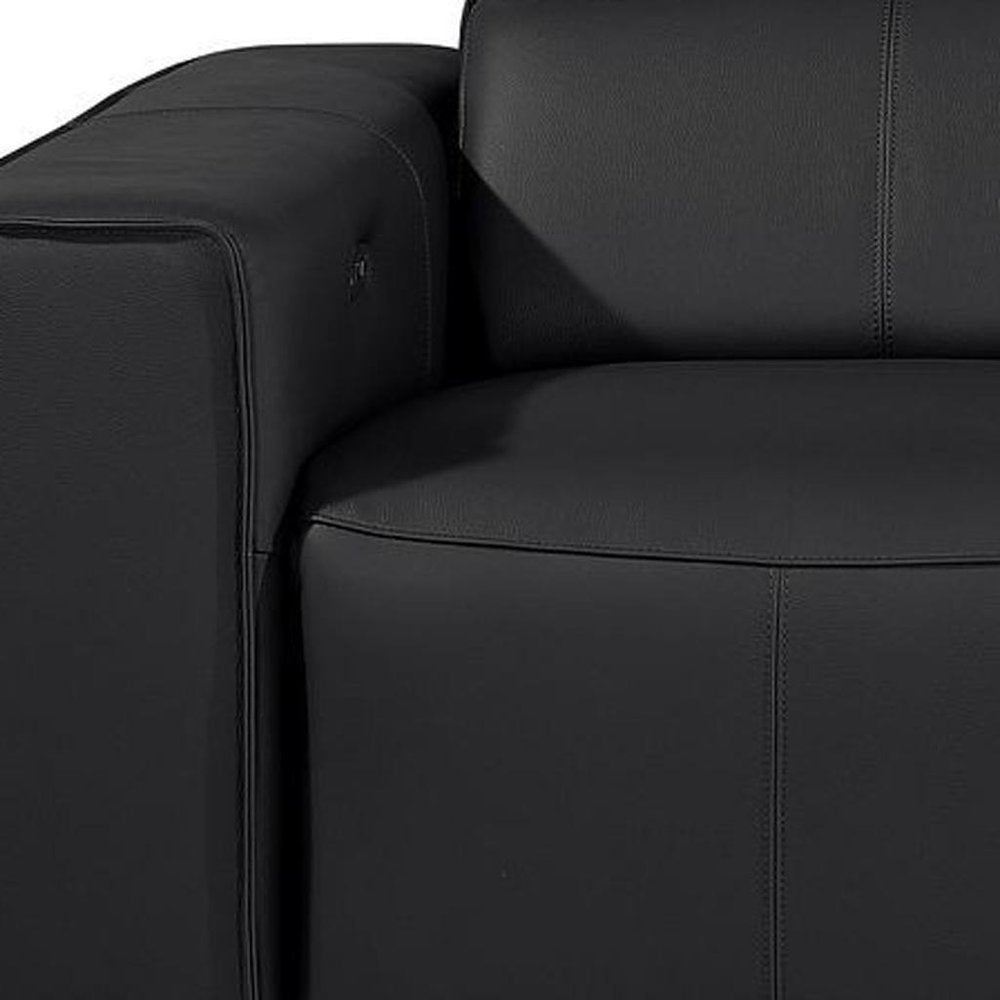 Beige Top Grain Leather Reclining Metal USB Sofa - 104-inch