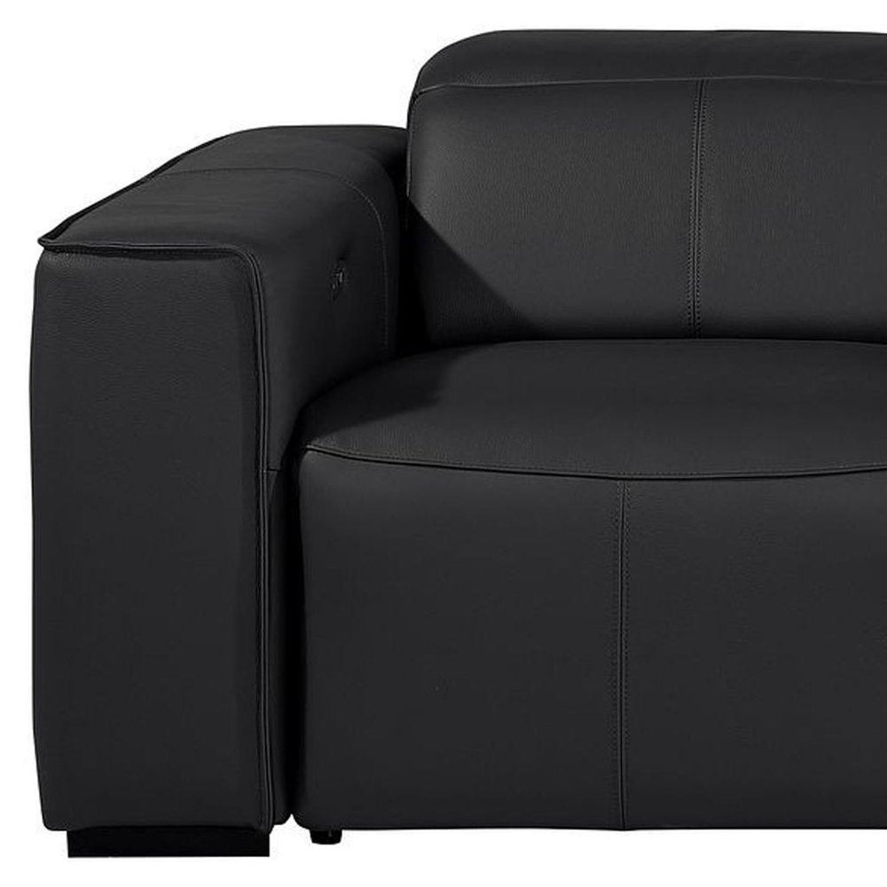 Beige Top Grain Leather Reclining Metal USB Sofa - 104-inch