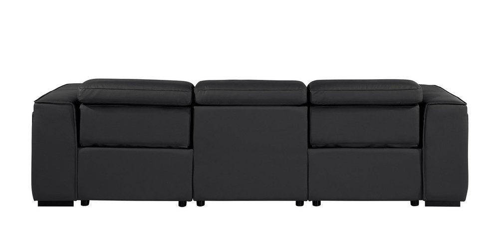Beige Top Grain Leather Reclining Metal USB Sofa - 104-inch