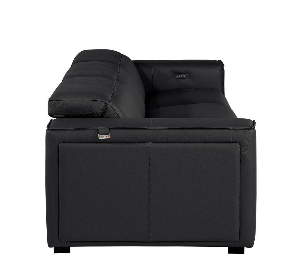 Beige Top Grain Leather Reclining Metal USB Sofa - 104-inch